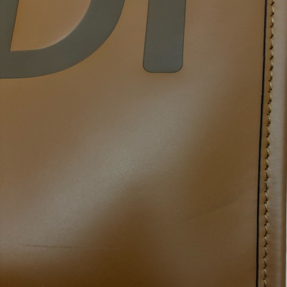 Fendi Sunshine Medium Tote Brown Leather Roma Logo Authentic - Picture 11 of 14